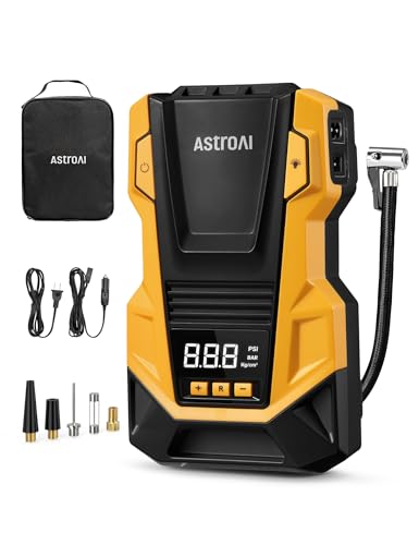 AstroAI AC/DC Tire Inflator Portable Air Compressor for Car, Air Pump for Car Tires, Car Accessories 150PSI with LED Light for Cars, Balls