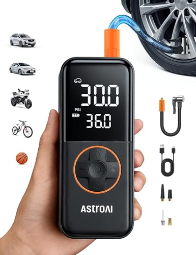 AstroAI L4 Tire Inflator Portable Air Compressor, 150PSI Portable Air Pump for Car Tires with Pressure Gauge LED Light