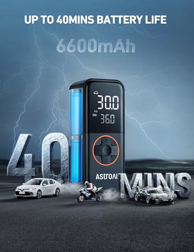 AstroAI L4 Tire Inflator Portable Air Compressor, 150PSI Portable Air Pump for Car Tires with Pressure Gauge LED Light