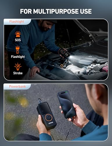 AstroAI L4 Tire Inflator Portable Air Compressor, 150PSI Portable Air Pump for Car Tires with Pressure Gauge LED Light