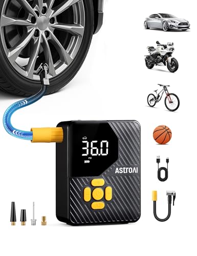 AstroAI L7 Mini Tire Inflator Portable Air Compressor, 150 PSI Cordless Car Tires Air Pump with LED Lights&Pressure Gauge, Auto Shut-Off