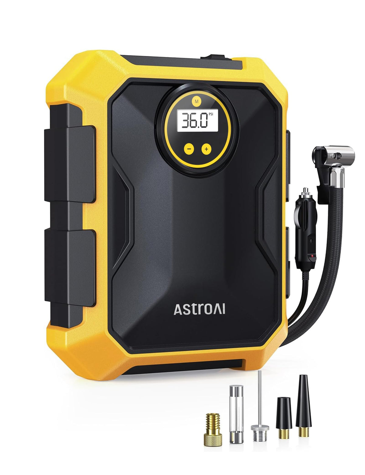 AstroAI Tire Inflator Air Compressor 12V DC Portable Air Compressor Car Accessories Auto Tire Pump 100PSI with LED Light Digital Air Pump