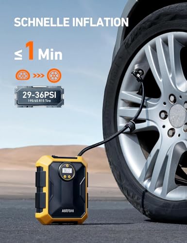 AstroAI Tire Inflator Air Compressor 12V DC Portable Air Compressor Car Accessories Auto Tire Pump 100PSI with LED Light Digital Air Pump