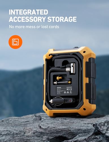 AstroAI Tire Inflator Air Compressor 12V DC Portable Air Compressor Car Accessories Auto Tire Pump 100PSI with LED Light Digital Air Pump