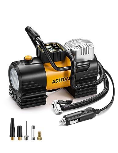 AstroAI Tire Inflator Portable Air Compressor (Up to 150 PSI) Tire Pump for Car 12V DC Digital Air Pump with 12 LEDs Super Bright Light for Bicycle