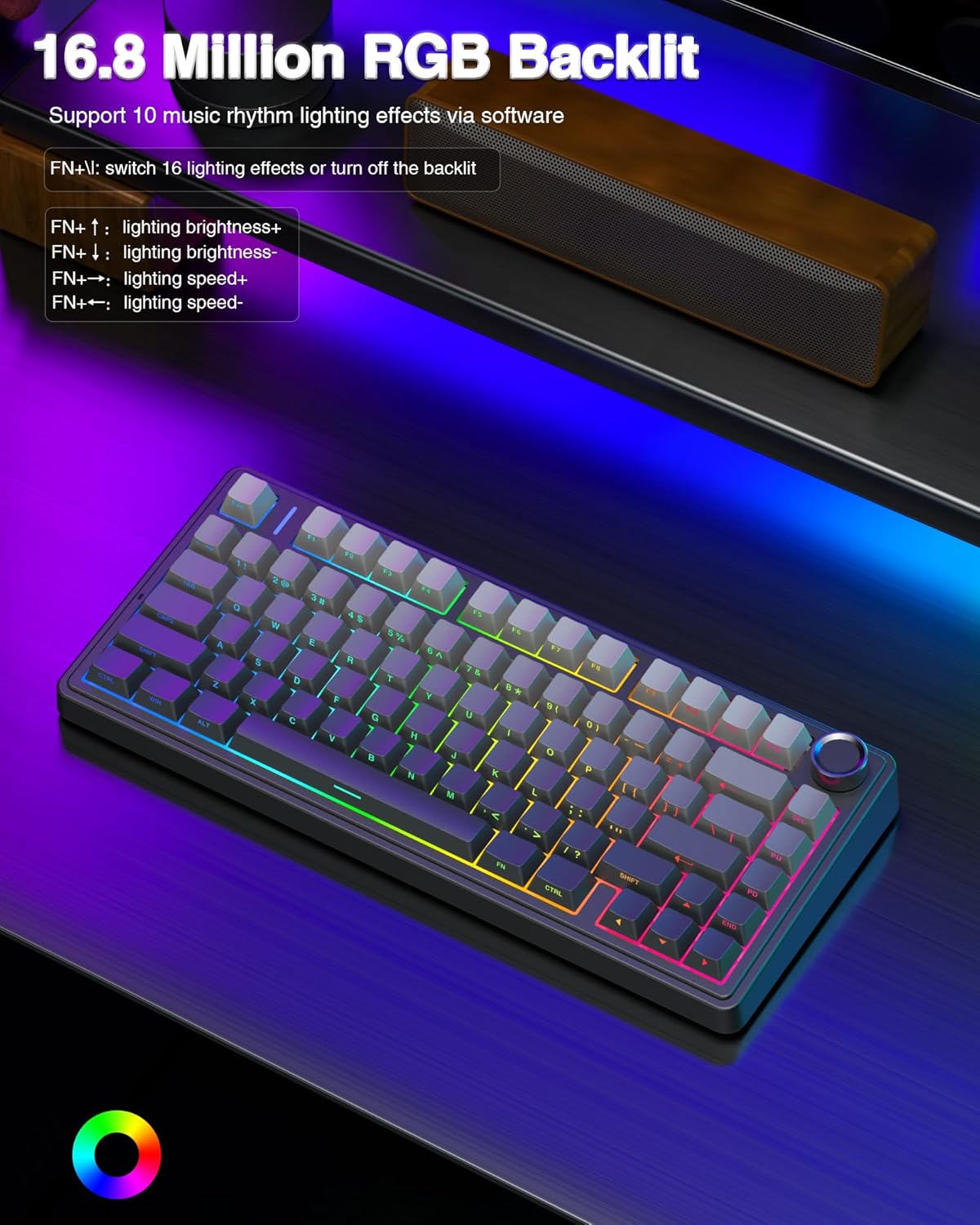 AULA F75 Pro Wireless Mechanical Keyboard, 75% Hot Swappable Custom Keyboard with Knob, RGB Backlit, Pre-lubed Reaper Switches
