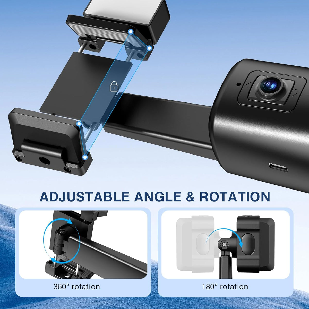 Auto Face Tracking Tripod 360° Rotating Cell Phone Photo and Video Kits Stand, No App, Camera Stand with Remote and Gesture Control