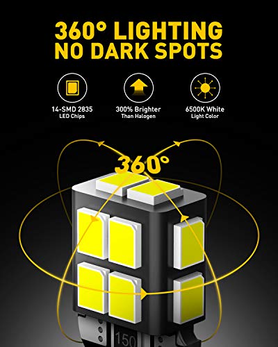 AUXITO 194 LED Bulb 6000K White 168 2825 W5W T10 Wedge 14-SMD Interior Car Bulbs Replacement (10 PCS)