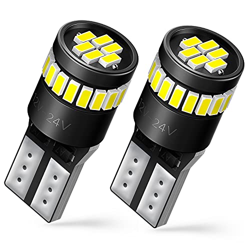 AUXITO 194 LED Bulbs for License Plate Light 168 175 2825 W5W T10 24-SMD 3014 Chipsets 6000K White (Pack of 2)