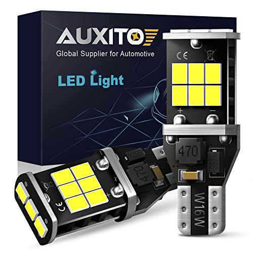 AUXITO 912 921 LED Bulb for Backup Light Reverse Lights High Power 2835 15-SMD Chipsets Error Free T15 906 922 W16W Bulbs (Upgraded, Pack of 2)