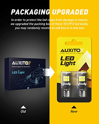 AUXITO 912 921 LED Bulb for Backup Light Reverse Lights High Power 2835 15-SMD Chipsets Error Free T15 906 922 W16W Bulbs (Upgraded, Pack of 2)