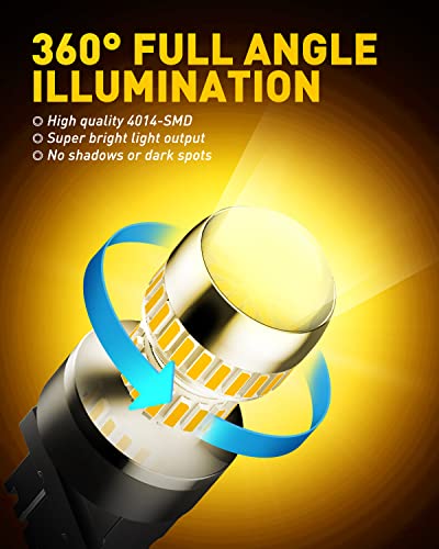 AUXITO LED Turn Signal Bulb 3157 LED Bulbs Amber Yellow Brighter 3156 3457A 4057 4157 LED Bulb (Pack of 2)