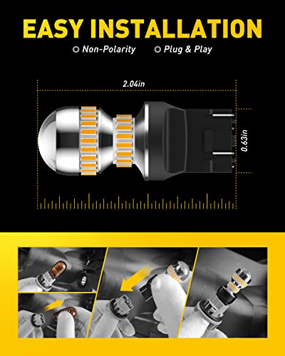 AUXITO LED Turn Signal Bulb 3157 LED Bulbs Amber Yellow Brighter 3156 3457A 4057 4157 LED Bulb (Pack of 2)