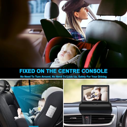 Baby Car Mirror with 4.3'' HD Night Vision Function Display, Safety Car Seat Camera with Wide Crystal Clear View