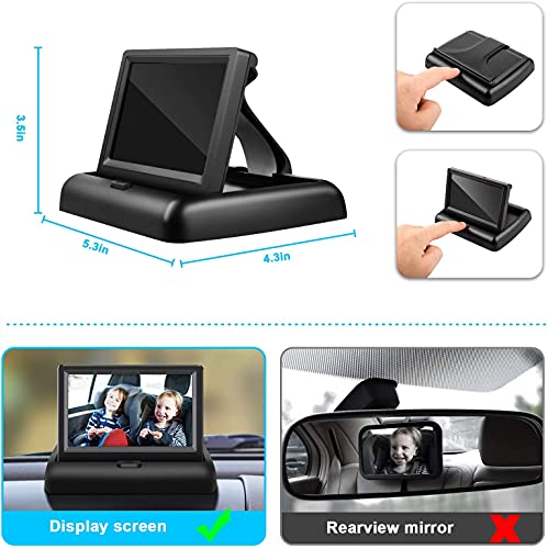 Baby Car Mirror with 4.3'' HD Night Vision Function Display, Safety Car Seat Camera with Wide Crystal Clear View