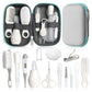 Baby Grooming Kit, Infant Safety Care Set with Hair Brush Comb Nail Clipper Nasal Aspirator,Baby Essentials Kit for Newborn Girls Boys (Grey White)