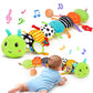 Baby Sensory Toy 0-6 Month Music Animal Stuffed Plush Caterpillar Toy for Infant 0-3-6-12 Month Old Tummy Time with Mirror Crinkle Rattle Toys