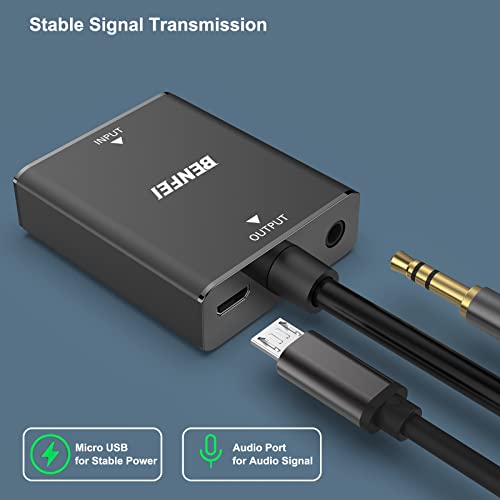 BENFEI HDMI to VGA, Uni-Directional HDMI Computer to VGA Monitor Adapter (Female to Male) with 3.5mm Audio Jack Compatible with TV Stick, Computer