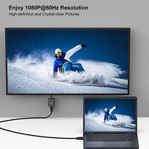 BENFEI HDMI to VGA, Uni-Directional HDMI Computer to VGA Monitor Adapter (Female to Male) with 3.5mm Audio Jack Compatible with TV Stick, Computer