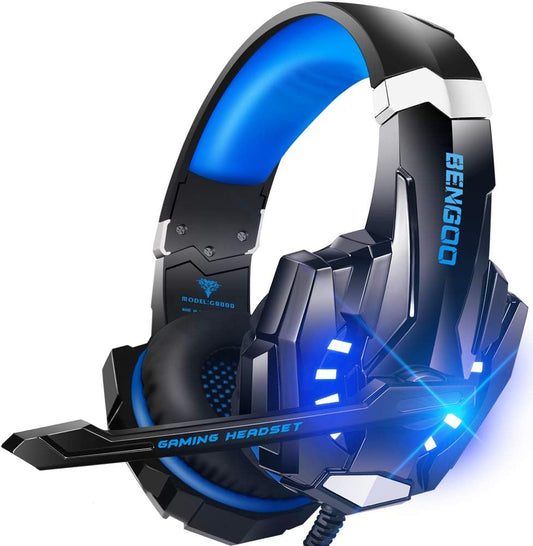 BENGOO G9000 Stereo Gaming Headset for PS4 PC Xbox One PS5 Controller, Noise Cancelling Over Ear Headphones with Mic, LED Light, 7.1 Surround Sound