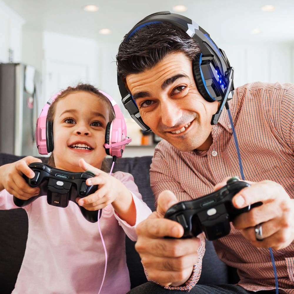 BENGOO G9000 Stereo Gaming Headset for PS4 PC Xbox One PS5 Controller, Noise Cancelling Over Ear Headphones with Mic, LED Light, 7.1 Surround Sound
