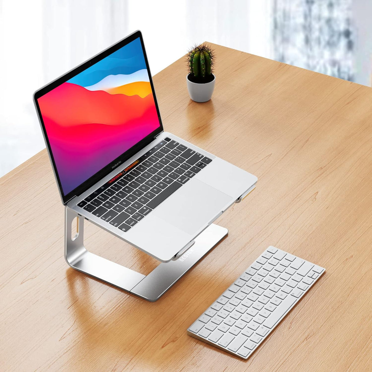 BESIGN LS03 Aluminum Laptop Stand, Ergonomic Detachable Computer Stand, Notebook Riser Compatible with Air, Pro, Dell, HP (Silver)