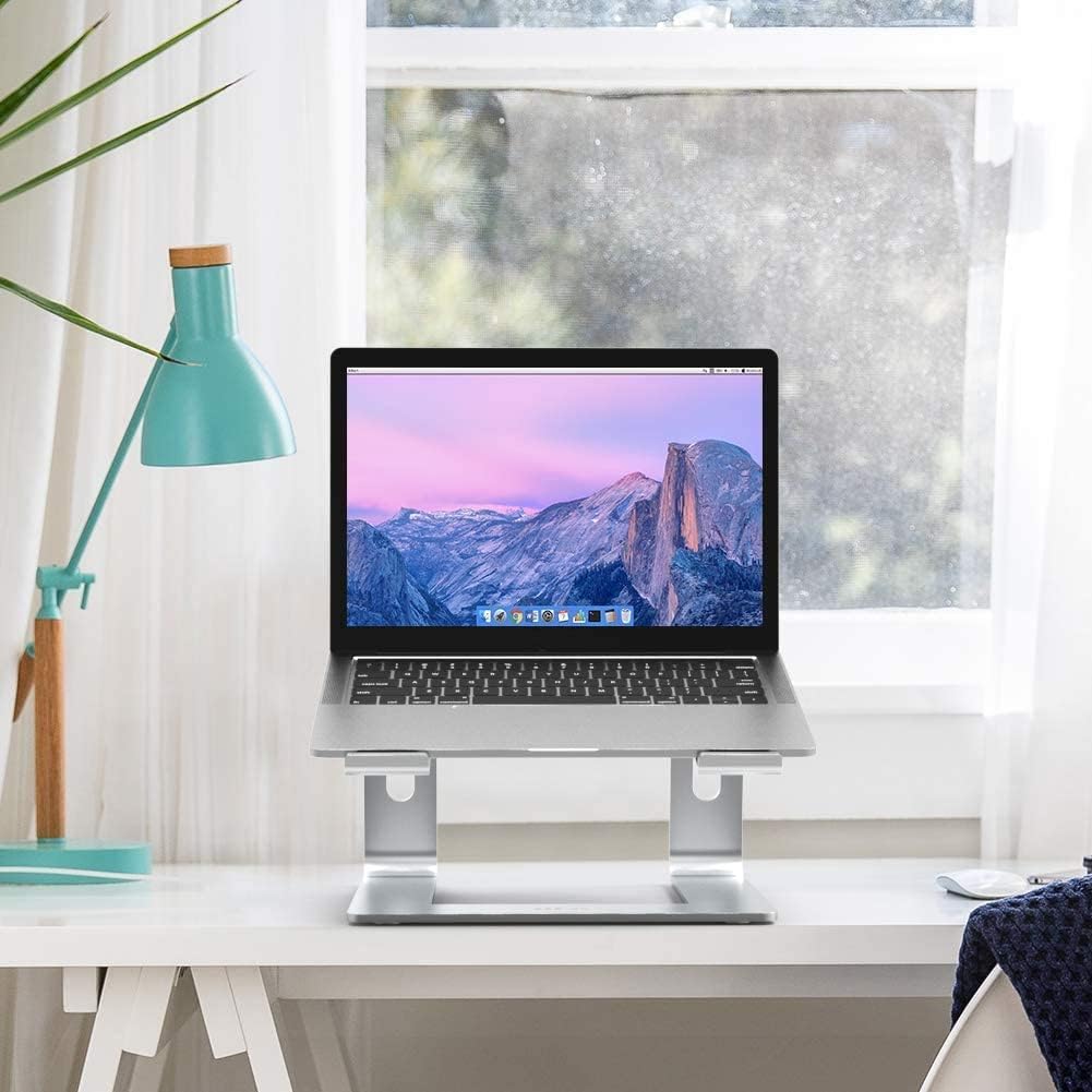 BESIGN LS03 Aluminum Laptop Stand, Ergonomic Detachable Computer Stand, Notebook Riser Compatible with Air, Pro, Dell, HP (Silver)