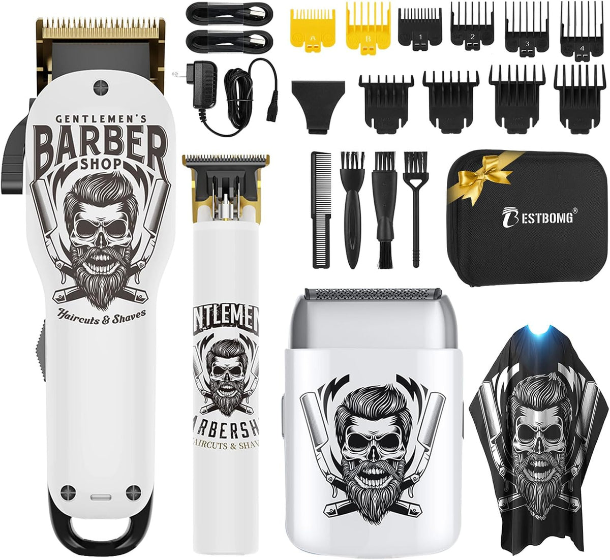 BESTBOMG® Hair Clippers for Men Professional, Beard Trimmer Kits & Sets, Electric Shavers, Hair Clippers & Trimmer Ceramic T-Blade, for Barber