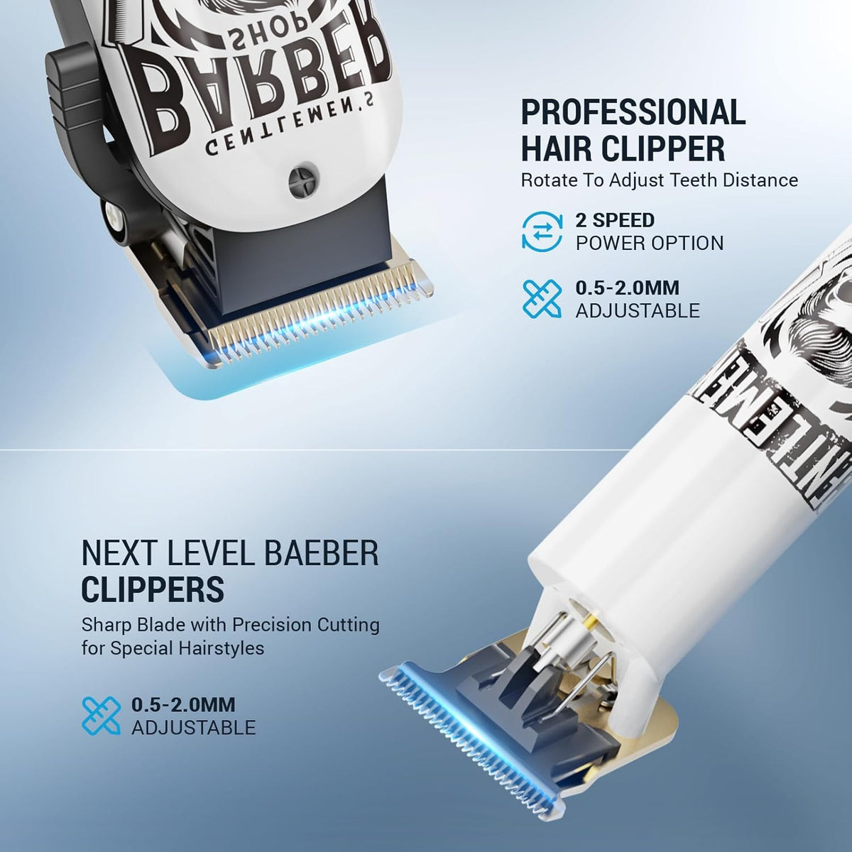 BESTBOMG® Hair Clippers for Men Professional, Beard Trimmer Kits & Sets, Electric Shavers, Hair Clippers & Trimmer Ceramic T-Blade, for Barber