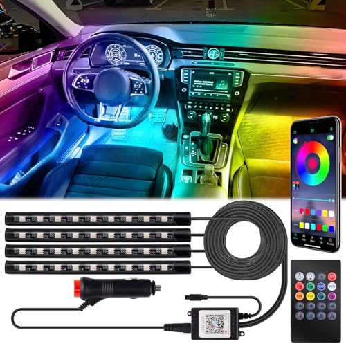 BFXM Car Interior Lights, 12V LED Strip Lights with Cigarette Lighter Adapter, Ambient Lighting Car Accessories