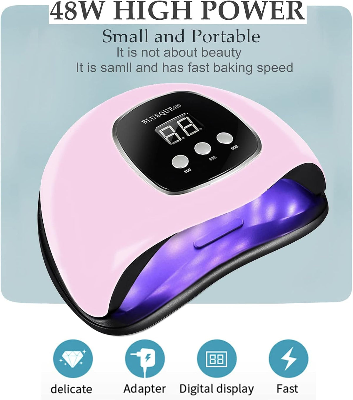 BIGBEAR UV Light for Nails, 48W UV LED Nail Lamp for Gel Polish, Fast Nail Dryer with Automatic Sensor, 3 Timer Setting, Small and Portable