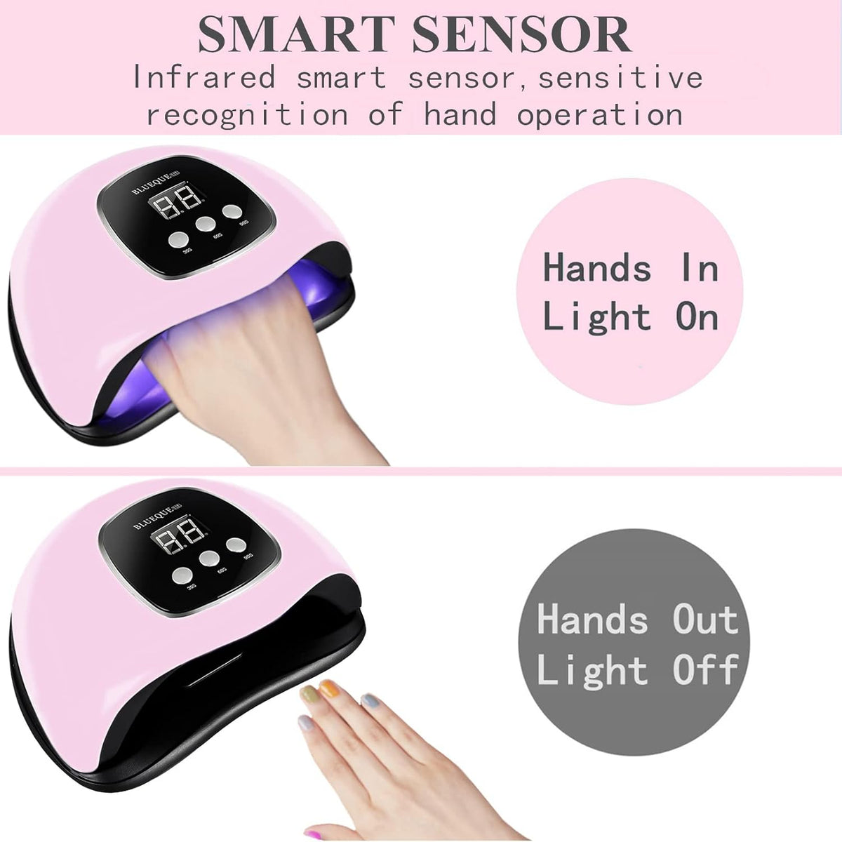 BIGBEAR UV Light for Nails, 48W UV LED Nail Lamp for Gel Polish, Fast Nail Dryer with Automatic Sensor, 3 Timer Setting, Small and Portable