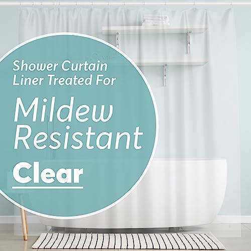 BigFoot Clear Shower Curtain Liner - 72x72 Odorless Plastic with Magnets, Washable Long Bathroom Curtain - Premium PEVA Waterproof Bath Shower Liner