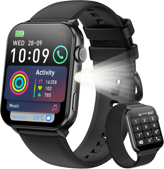 Blackview Smart Watch for Men Women, 1.91" HD Touchscreen Fitness Watch with Flashlight, Bluetooth Notifications/Make Calls