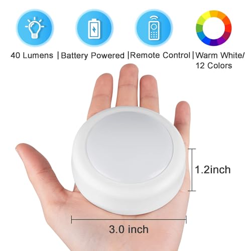 BLS LED Puck Lights with Remote Control, Wireless Under Cabinet & Closet Lighting, RGB 13 Color Changing Lights with Dimmer (6 Pack)