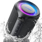 Bluetooth Speaker Wireless, IP67 Waterproof & Dustproof Portable Speaker with Lights, 15W Loud Stereo Sound, 2500mAh Battery All Day Playtime (Black)