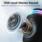Bluetooth Speaker Wireless, IP67 Waterproof & Dustproof Portable Speaker with Lights, 15W Loud Stereo Sound, 2500mAh Battery All Day Playtime (Black)