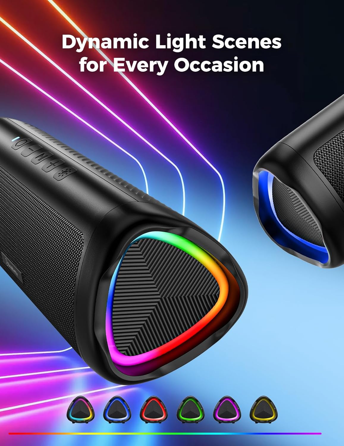 Bluetooth Speaker with HD Sound, Portable Wireless, IPX5 Waterproof, Up to 20H Playtime, TWS Pairing, BT5.3, for Home/Party/Outdoor/Beach (Black)