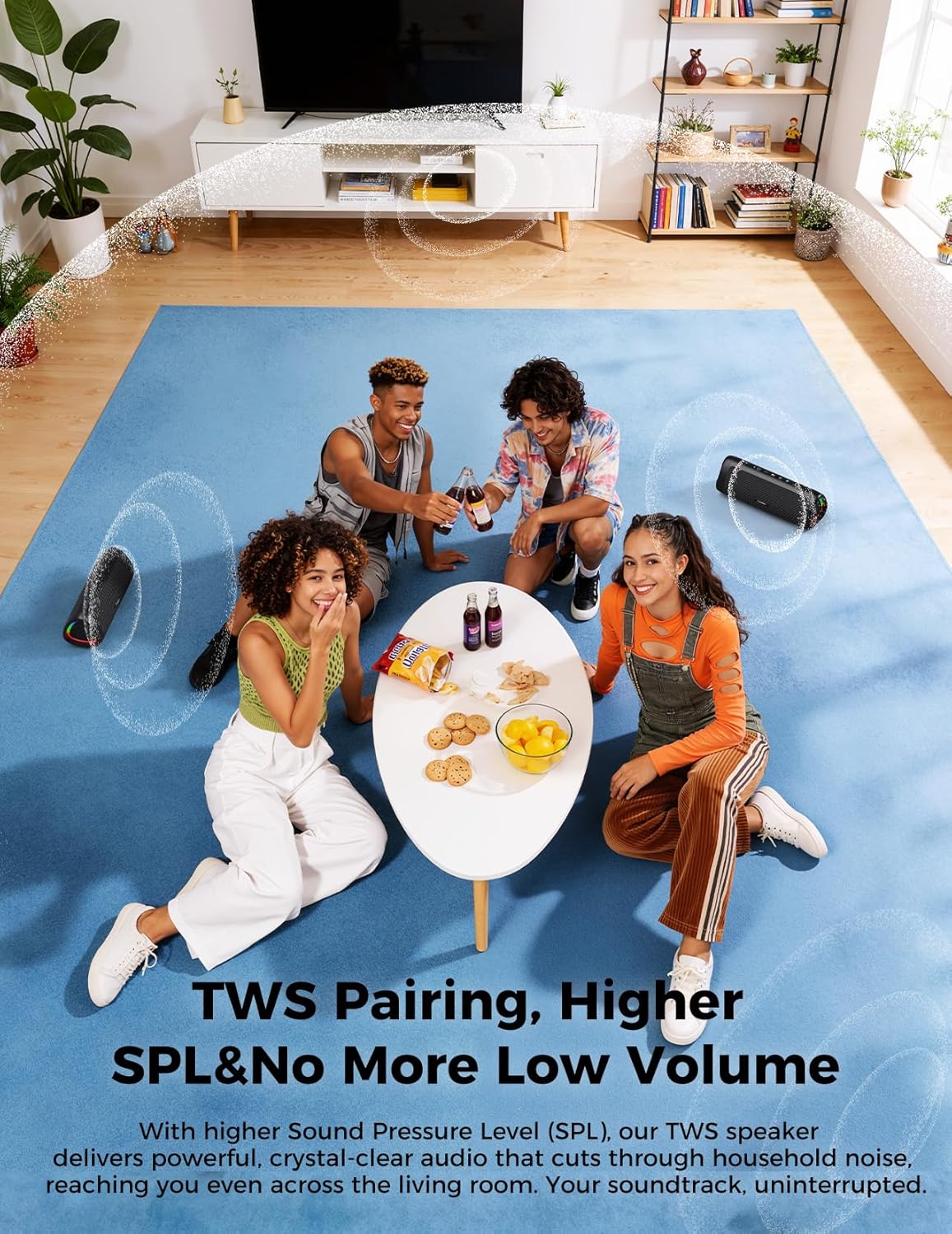 Bluetooth Speaker with HD Sound, Portable Wireless, IPX5 Waterproof, Up to 20H Playtime, TWS Pairing, BT5.3, for Home/Party/Outdoor/Beach (Black)