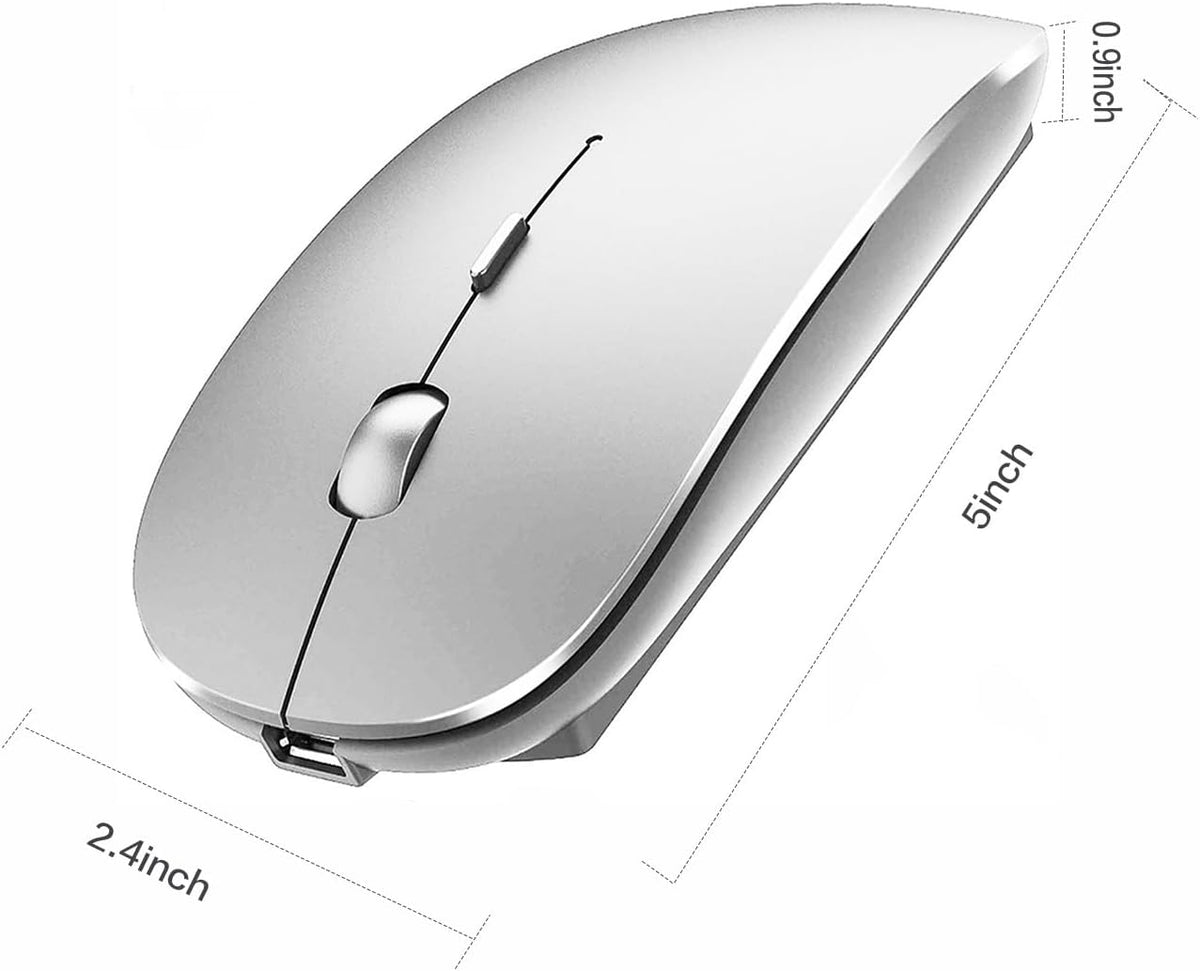 Bluetooth Wireless Mouse for Laptop mac MacBook ipad MacBook air MacBook pro pc Desktop Computer Windows Chromebook Notebook (Silver)