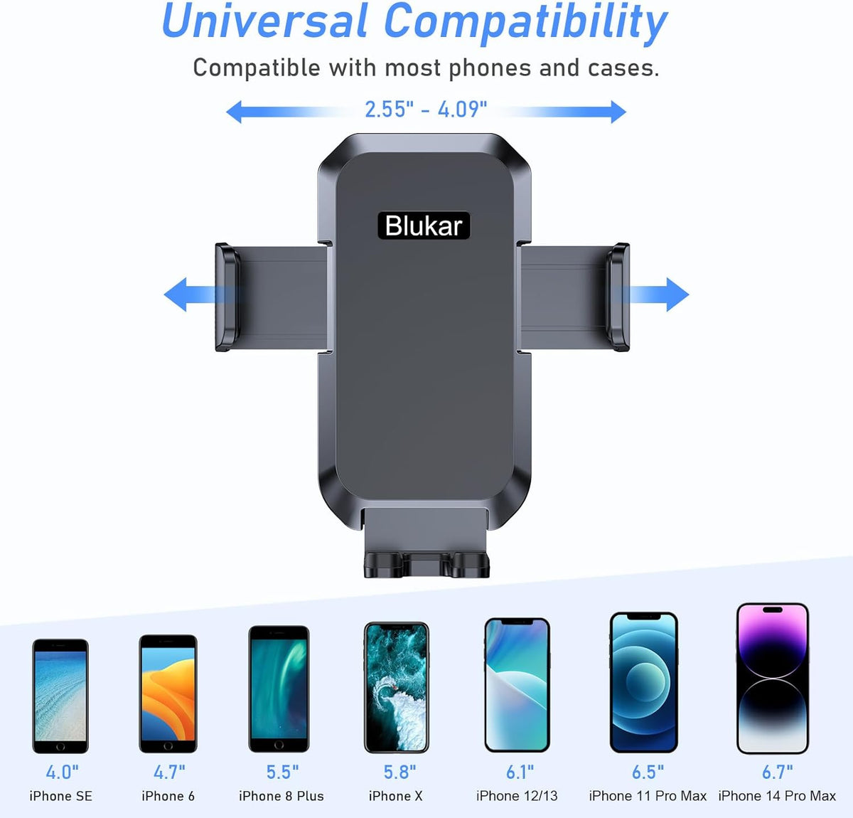 Blukar Car Phone Holder Mount, Super Stable Air Vent Cell Phone Car Mount with Metal Hook Clip, 360° Rotation, One Button Release for iPhone