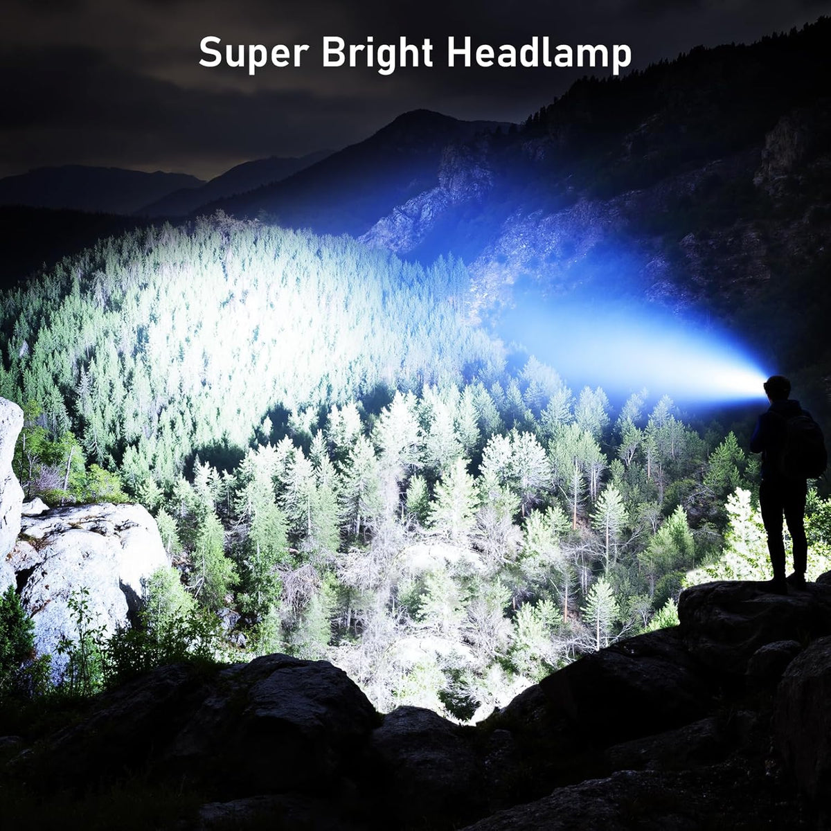 Blukar LED Headlamp Rechargeable, 2000L Super Bright Headlight with Motion Sensor -Dimmable Brightness, 8 Modes (2 Pack)
