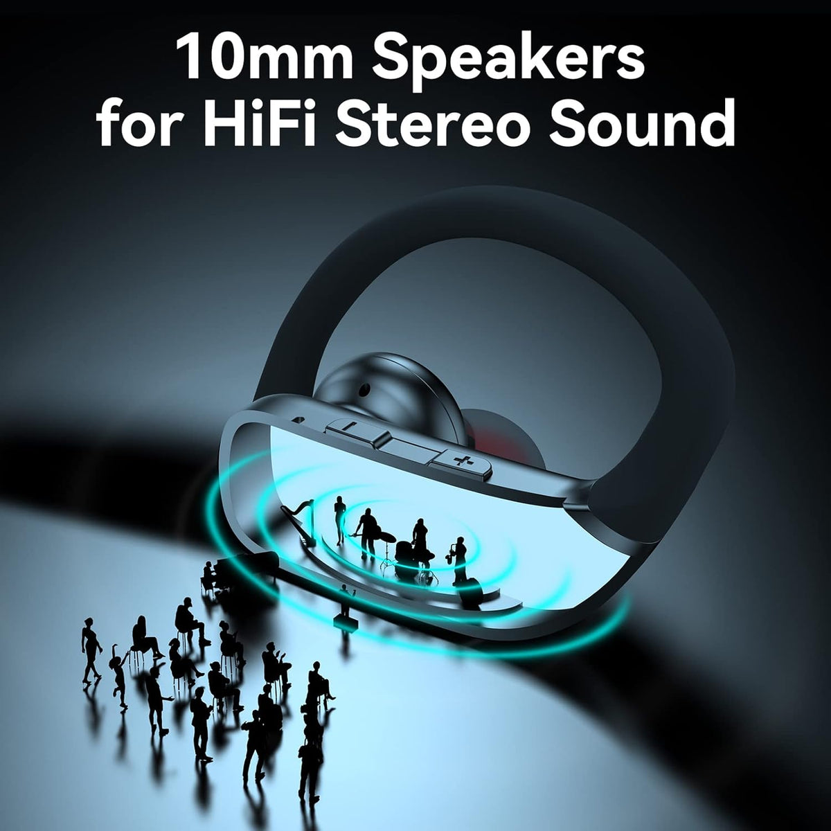 bmani Ear Buds Wireless Earbuds Bluetooth Headphones with 80H Playtime LED Display Case, Over-Ear Hook with Mic, Stereo Sound, Easy Button Controls