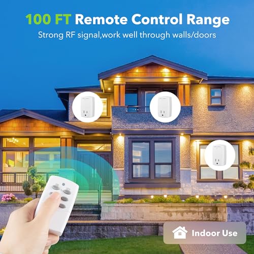 BN-LINK Mini Wireless Remote Control Outlet Switch Power Plug in for Household Appliances, Wireless Remote Light Switch, LED Light Bulbs