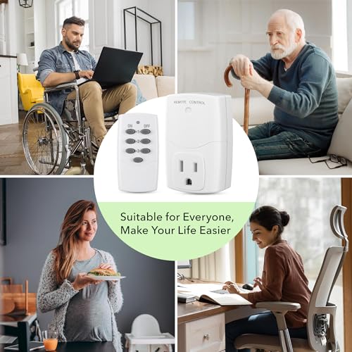 BN-LINK Mini Wireless Remote Control Outlet Switch Power Plug in for Household Appliances, Wireless Remote Light Switch, LED Light Bulbs