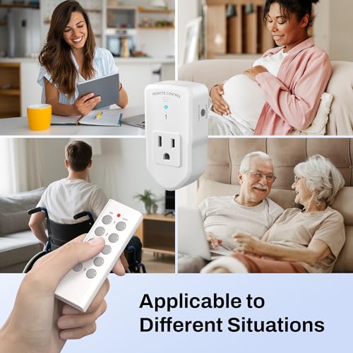 BN-LINK Wireless Remote Control Outlet Electrical Switch for Lights, Fans, Small Appliance, 100ft Long Range White (Learning Code, 5Rx-2Tx) 1200W/10A