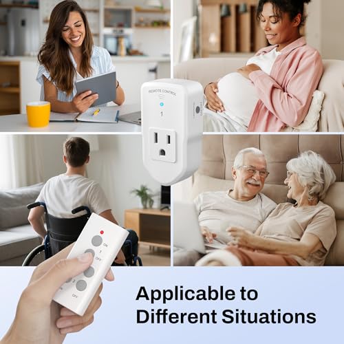 BN-LINK Wireless Remote Control Outlet Electrical Switch for Lights, Fans, Small Appliance, 100ft Long Range White (Learning Code, 3Rx-2Tx) 1200W/10A