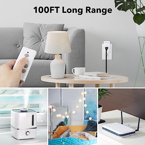 BN-LINK Wireless Remote Control Outlet Electrical Switch for Lights, Fans, Small Appliance, 100ft Long Range White 10A/1200W, 1 Remote + 1 Outlet