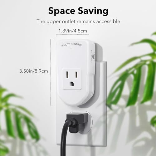 BN-LINK Wireless Remote Control Outlet Electrical Switch for Lights, Fans, Small Appliance, 100ft Long Range White 10A/1200W, 1 Remote + 1 Outlet