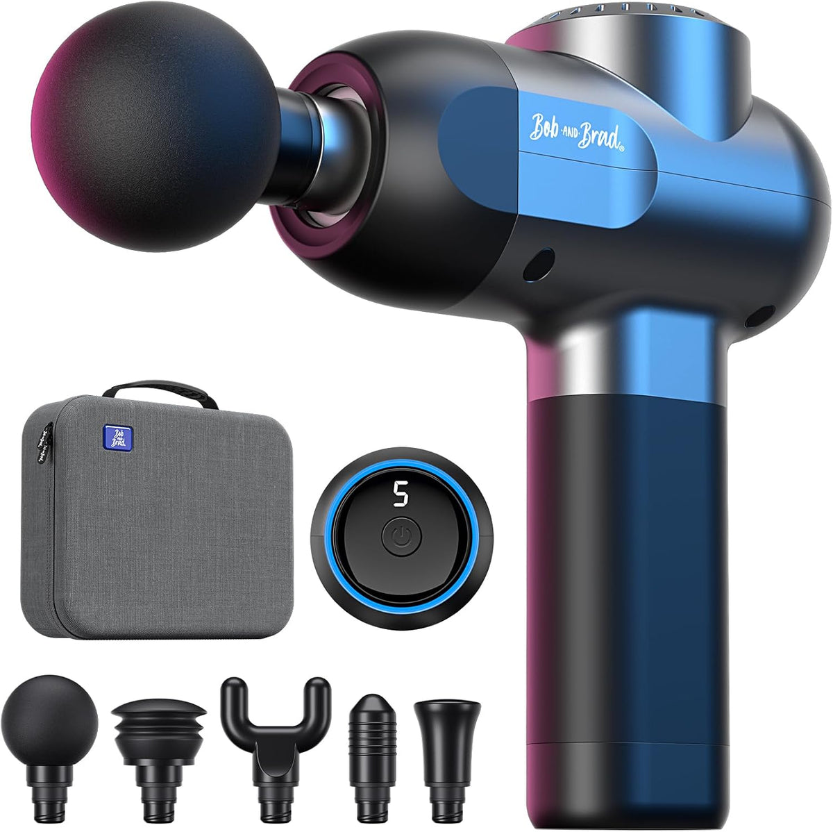 BOB AND BRAD C2 Massage Gun, Deep Tissue Percussion Massager Gun, Muscle Massager with 5 Speeds and 5 Heads